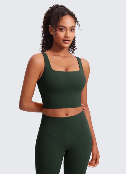 CRZ YOGA Butterluxe Square Neck Built in Bra Tank