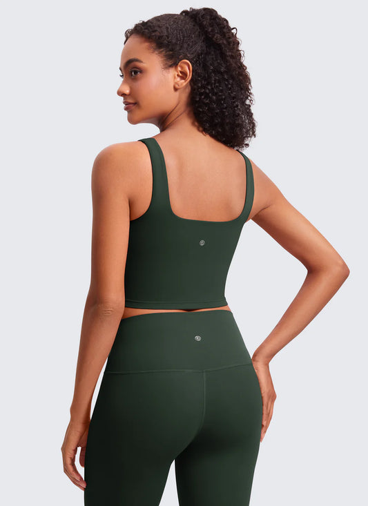 CRZ YOGA Butterluxe Square Neck Built in Bra Tank