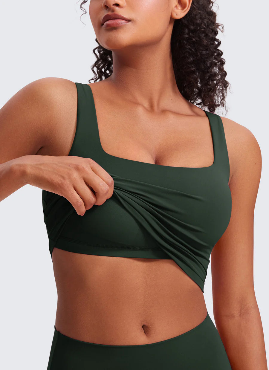 CRZ YOGA Butterluxe Square Neck Built in Bra Tank