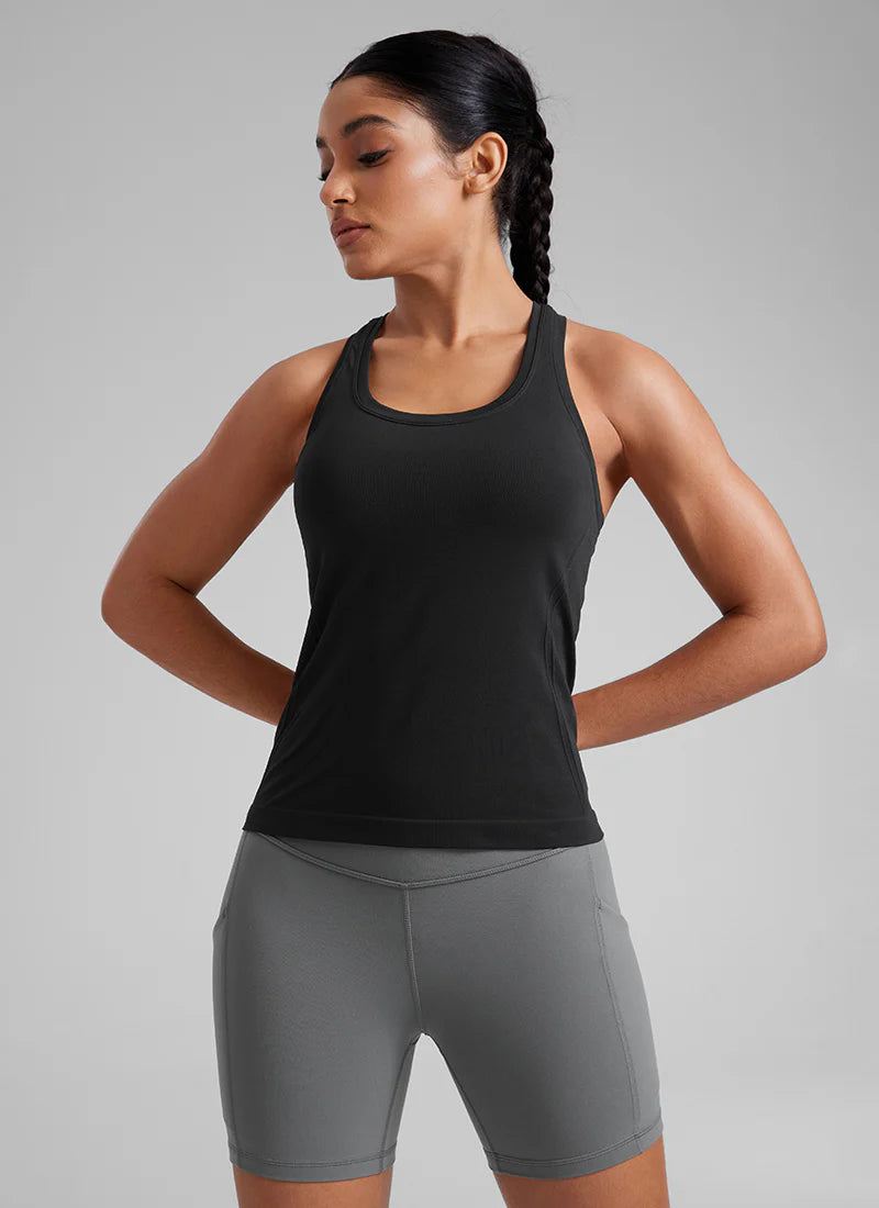 CRZ YOGA Seamless Scoop Neck Tanks Racerback
