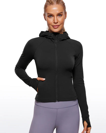 CRZ YOGA Butterluxe Full Zip Waist Length Jackets with Thumbholes