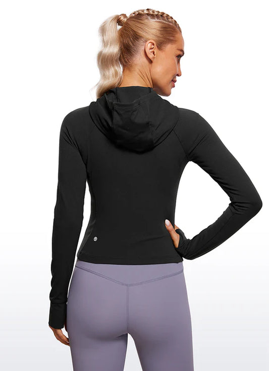 CRZ YOGA Butterluxe Full Zip Waist Length Jackets with Thumbholes