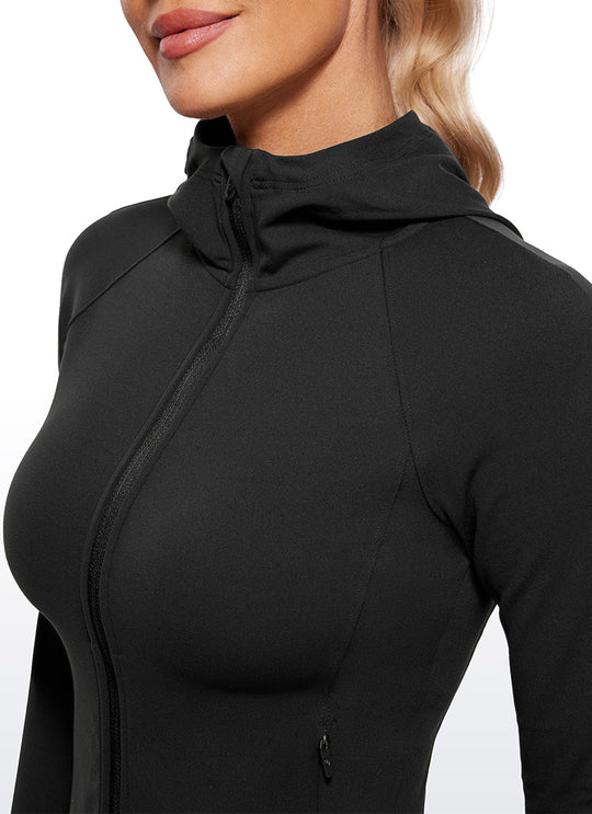 CRZ YOGA Butterluxe Full Zip Waist Length Jackets with Thumbholes